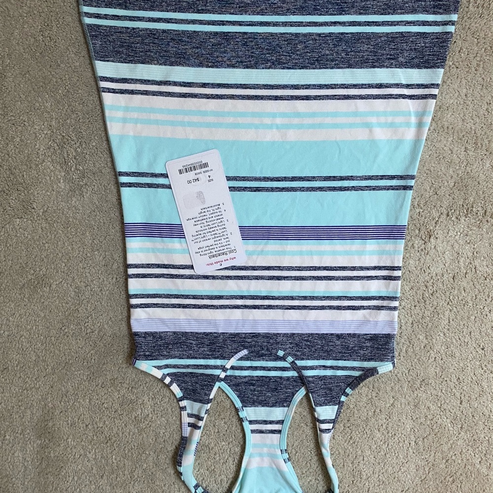 Lululemon Groovy Stripe Cool Racerback top blue 4 - Picture 6 of 7